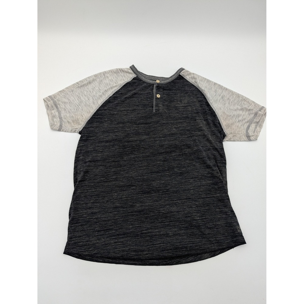 American Eagle Henley Shirt Mens Large‎ Gray Space Dye Raglan Short Sleeve Tee